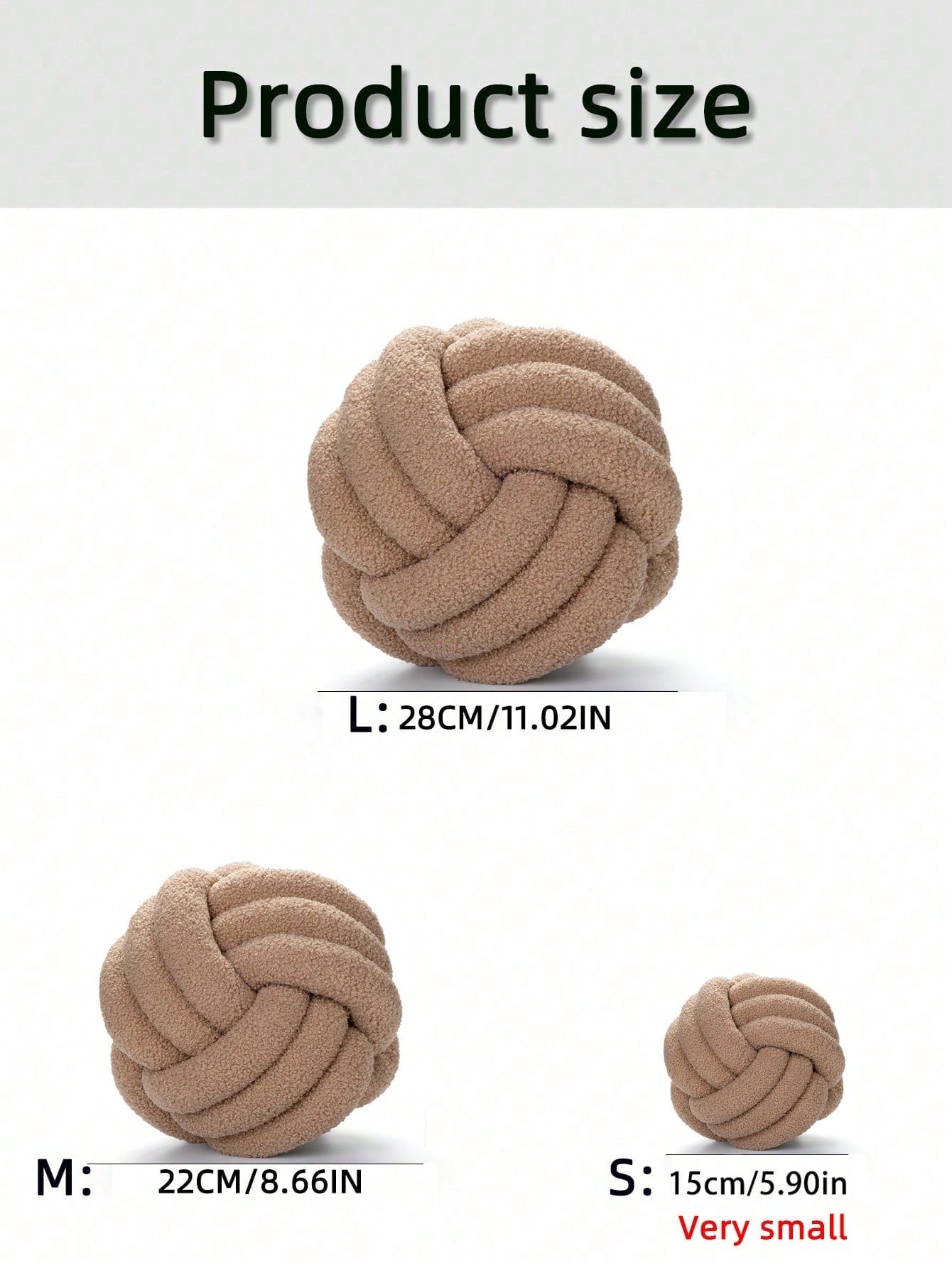1pc Solid Color Versatile 3-Strand Hand-Woven Ball, Decorative Throw Pillow, Sofa Coffee Table Decor Ornament, Bedroom Bedside Decorative Pillow, Khaki