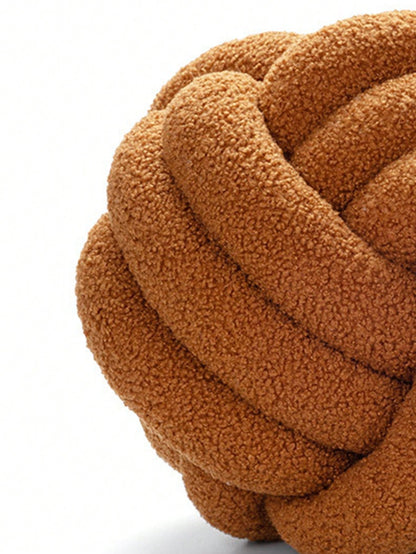 1pc Solid Color Versatile 3-Strand Hand-Woven Ball, Decorative Throw Pillow, Sofa Coffee Table Decor Ornament, Bedroom Bedside Decorative Pillow, Khaki