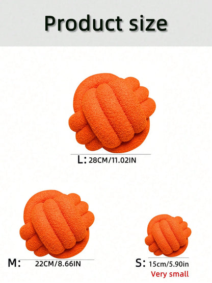 1pc Solid Color Versatile Three-Strand Hand-Woven Ball, Decorative Pillow, Sofa Coffee Table Decor Ornament, Bedroom Bedside Decorative Pillow, Vibrant Orange