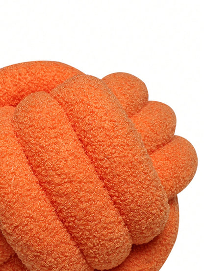 1pc Solid Color Versatile Three-Strand Hand-Woven Ball, Decorative Pillow, Sofa Coffee Table Decor Ornament, Bedroom Bedside Decorative Pillow, Vibrant Orange