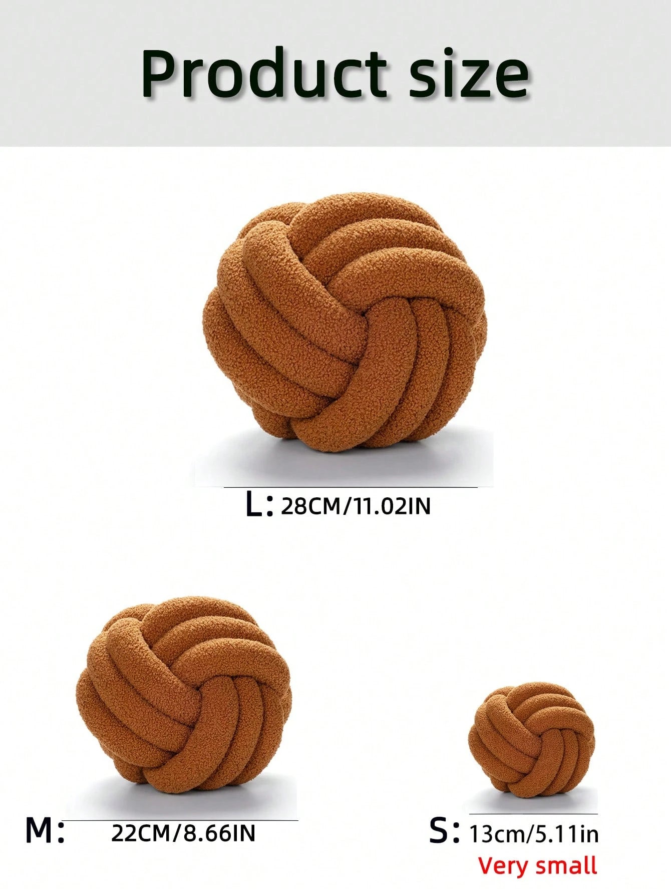 1pc Solid Color Versatile Three-Strand Hand-Woven Ball, Decorative Pillow, Sofa Coffee Table Decor Ornament, Bedroom Bedside Decorative Pillow, Vibrant Orange