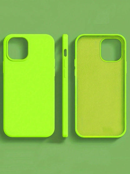 1pc Solid Color Vibrant Blue Luxury Liquid Silicone Fluorescent Wireless Charging Phone Case, Compatible With IPhone 17 Air 16 15 14 13 12 11 Pro Max Plus Ultra-Thin Shock-Proof Protective Case Spring