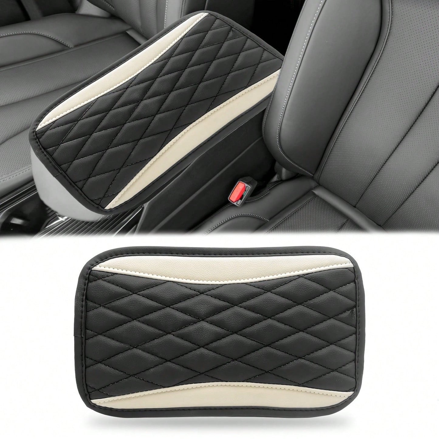 1pc Spliced PU Leather Center Console Cover, Upgraded Armrest Cover, With/Without Side Storage Bag, Can Be Used As Car Seat Storage Bag, Fashionable Car Decoration, Suitable For Most Sedans, Vehicles