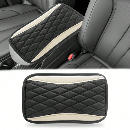 1pc Spliced PU Leather Center Console Cover, Upgraded Armrest Cover, With/Without Side Storage Bag, Can Be Used As Car Seat Storage Bag, Fashionable Car Decoration, Suitable For Most Sedans, Vehicles