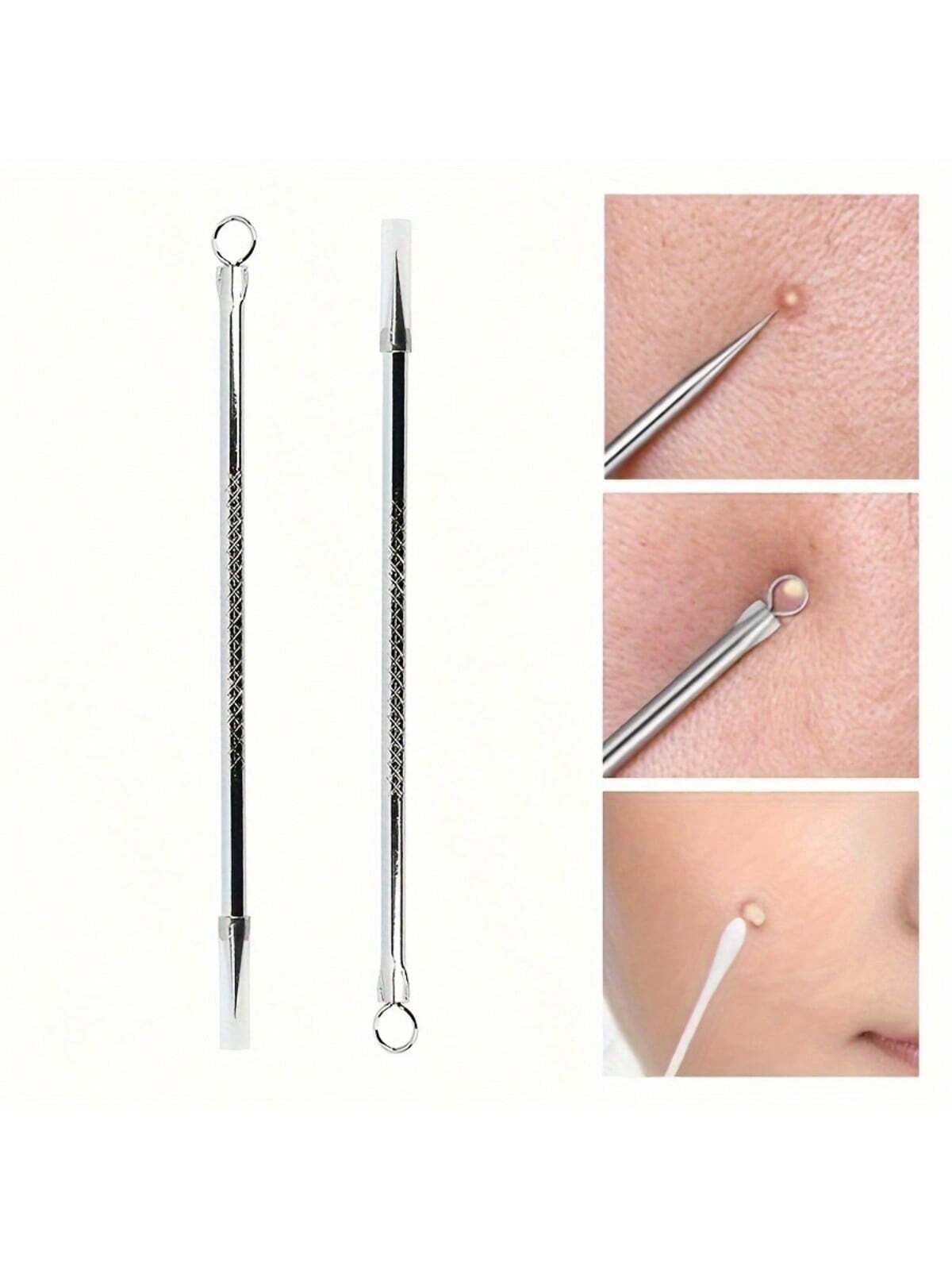 1pc Stainless Steel Blackhead Remover Tool Set- Dual-Head Blackhead Extractor Set- Fragrance-Free Acne Removal Device For Neutral Skin- Acne & Blemish Removal Tool (1 Set) Face Cleansing, Facial Br