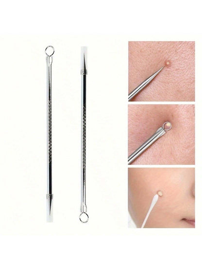 1pc Stainless Steel Blackhead Remover Tool Set- Dual-Head Blackhead Extractor Set- Fragrance-Free Acne Removal Device For Neutral Skin- Acne & Blemish Removal Tool (1 Set) Face Cleansing, Facial Br