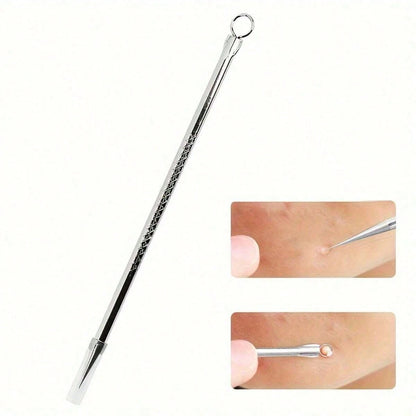 1pc Stainless Steel Blackhead Remover Tool Set- Dual-Head Blackhead Extractor Set- Fragrance-Free Acne Removal Device For Neutral Skin- Acne & Blemish Removal Tool (1 Set) Face Cleansing, Facial Br