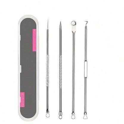 1pc Stainless Steel Blackhead Remover Tool Set- Dual-Head Blackhead Extractor Set- Fragrance-Free Acne Removal Device For Neutral Skin- Acne & Blemish Removal Tool (1 Set) Face Cleansing, Facial Br