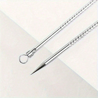 1pc Stainless Steel Blackhead Remover Tool Set- Dual-Head Blackhead Extractor Set- Fragrance-Free Acne Removal Device For Neutral Skin- Acne & Blemish Removal Tool (1 Set) Face Cleansing, Facial Br