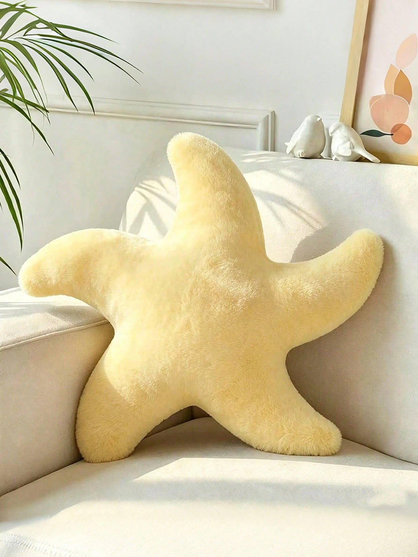 1pc Starfish Throw Pillow, Sofa Bed Decorative Pillow, Aesthetic Room Decor Accent Pillow, Soft Faux Rabbit Fur, Suitable For Living Room, Bedroom Decor, Room Arrangement, Party Gift, Outdoor Pillow