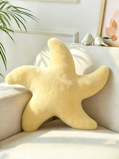 1pc Starfish Throw Pillow, Sofa Bed Decorative Pillow, Aesthetic Room Decor Accent Pillow, Soft Faux Rabbit Fur, Suitable For Living Room, Bedroom Decor, Room Arrangement, Party Gift, Outdoor Pillow