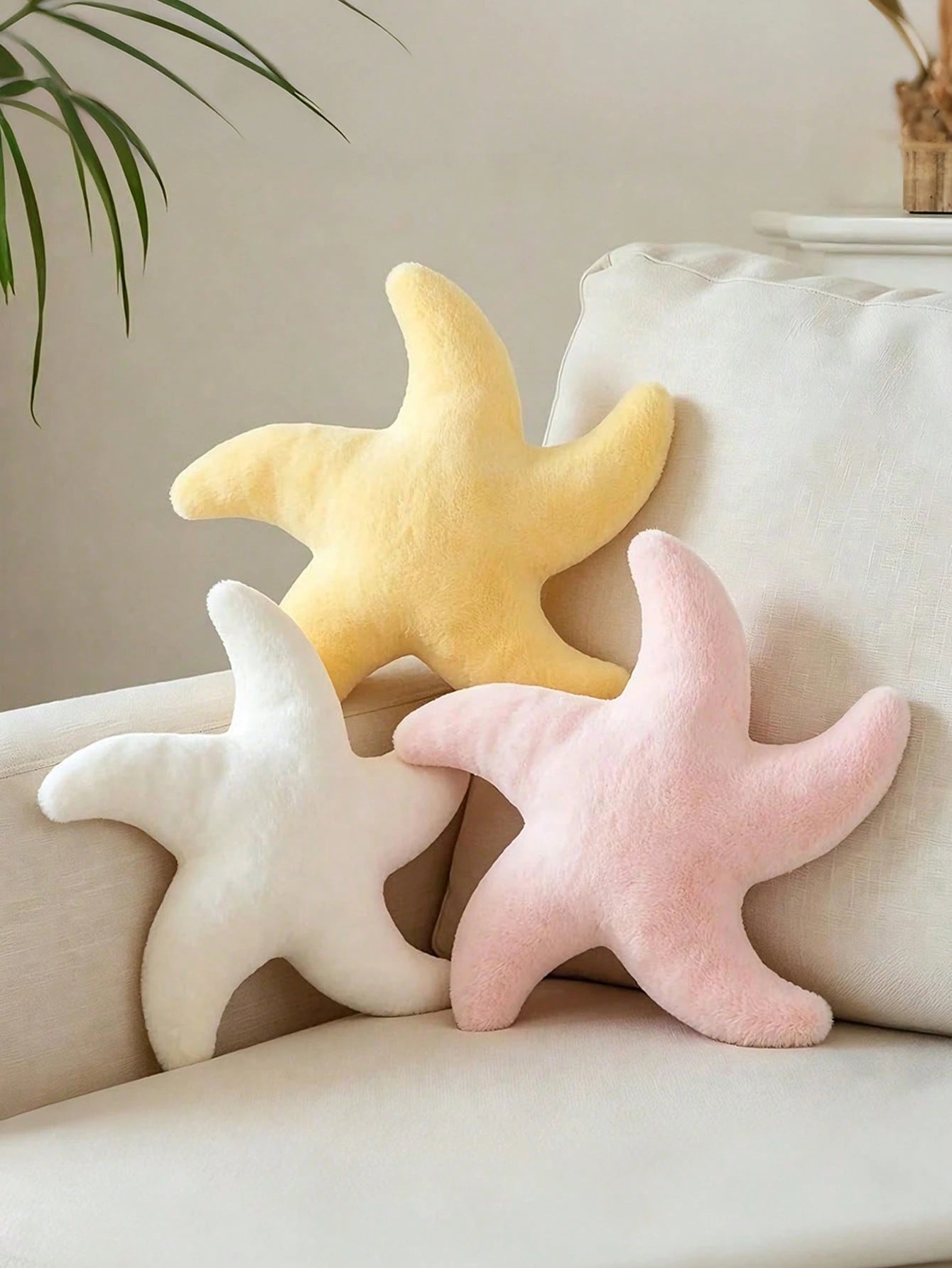 1pc Starfish Throw Pillow, Sofa Bed Decorative Pillow, Aesthetic Room Decor Accent Pillow, Soft Faux Rabbit Fur, Suitable For Living Room, Bedroom Decor, Room Arrangement, Party Gift, Outdoor Pillow