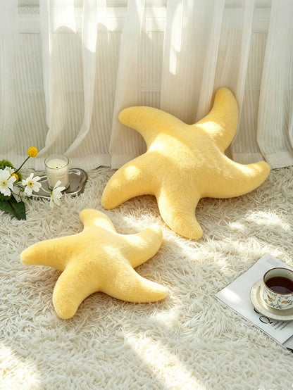 1pc Starfish Throw Pillow, Sofa Bed Decorative Pillow, Aesthetic Room Decor Accent Pillow, Soft Faux Rabbit Fur, Suitable For Living Room, Bedroom Decor, Room Arrangement, Party Gift, Outdoor Pillow