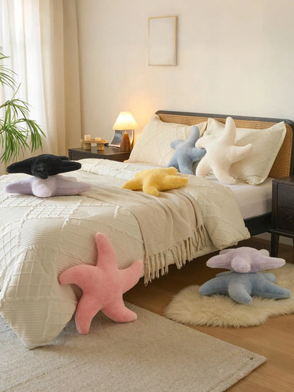1pc Starfish Throw Pillow, Sofa Bed Decorative Pillow, Aesthetic Room Decor Accent Pillow, Soft Faux Rabbit Fur, Suitable For Living Room, Bedroom Decor, Room Arrangement, Party Gift, Outdoor Pillow