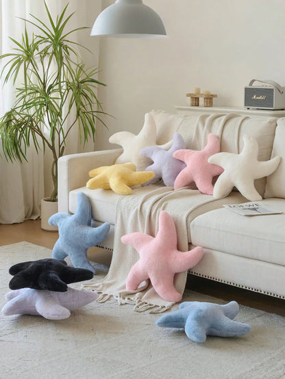 1pc Starfish Throw Pillow, Sofa Bed Decorative Pillow, Aesthetic Room Decor Accent Pillow, Soft Faux Rabbit Fur, Suitable For Living Room, Bedroom Decor, Room Arrangement, Party Gift, Outdoor Pillow