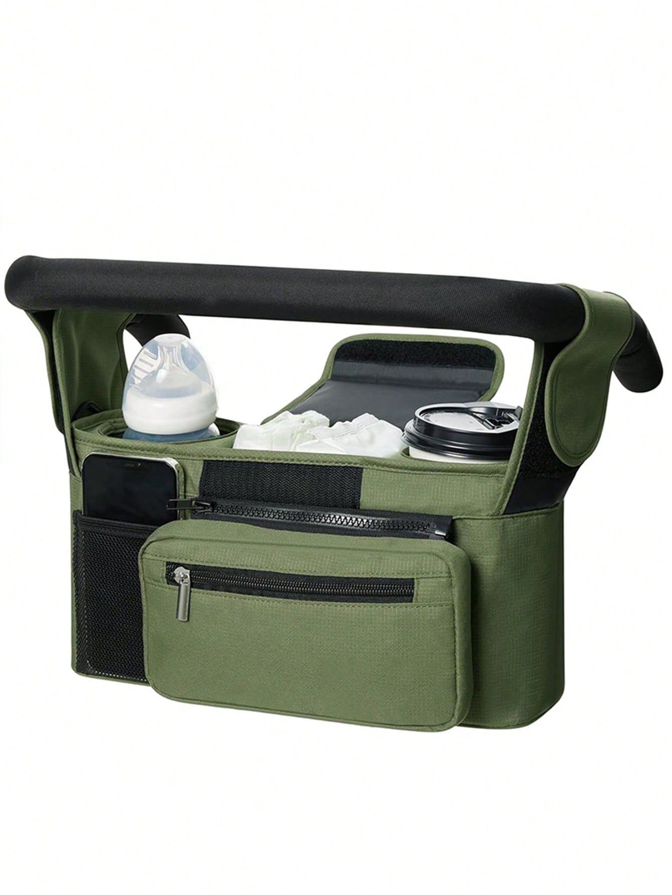 1pc Stroller Hanging Bag, Diaper & Feeding Bottle Storage Pouch, Multifunctional Tote Shoulder Bag For Mom