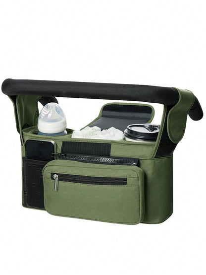 1pc Stroller Hanging Bag, Diaper & Feeding Bottle Storage Pouch, Multifunctional Tote Shoulder Bag For Mom
