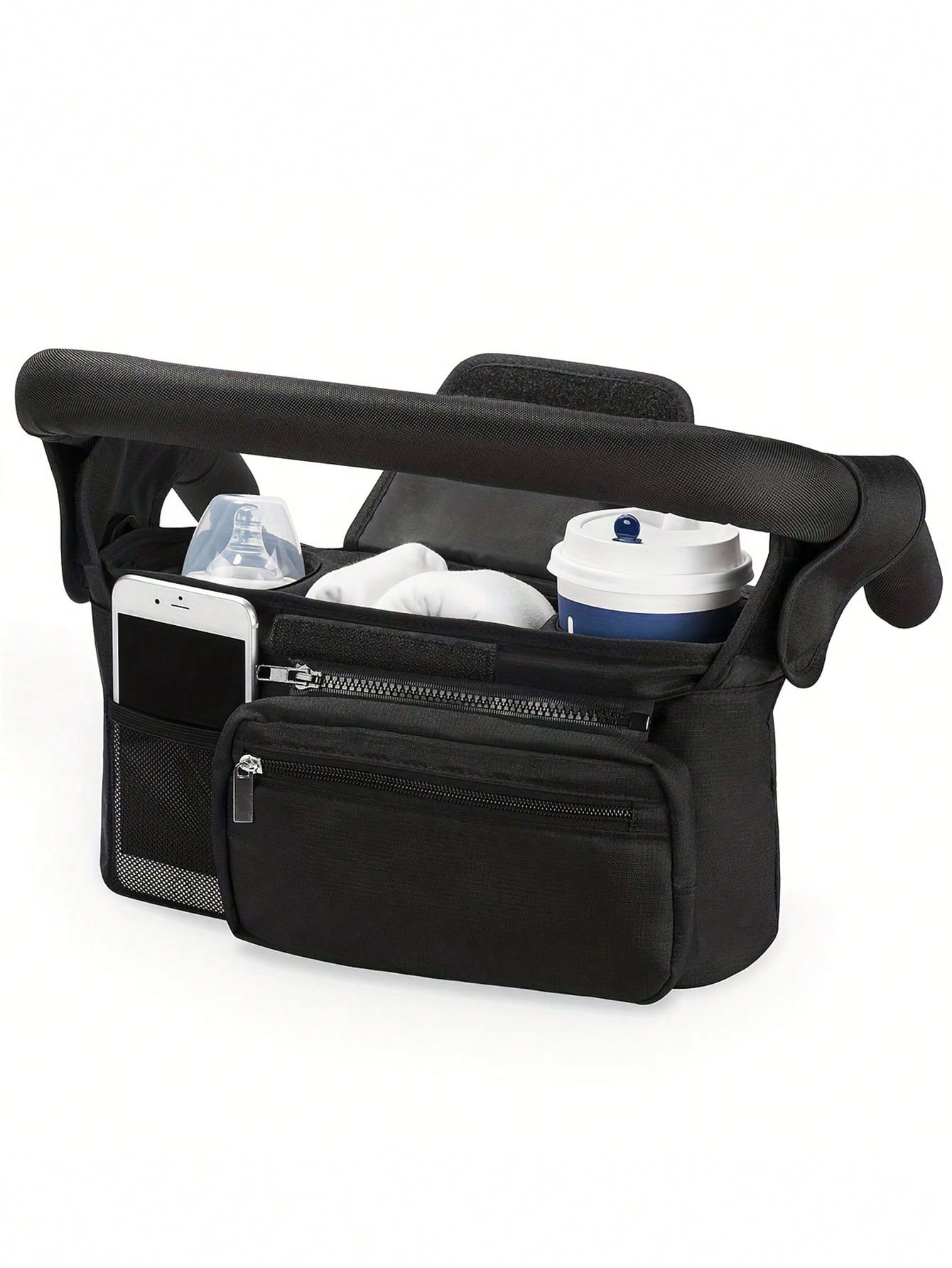 1pc Stroller Hanging Bag, Diaper & Feeding Bottle Storage Pouch, Multifunctional Tote Shoulder Bag For Mom
