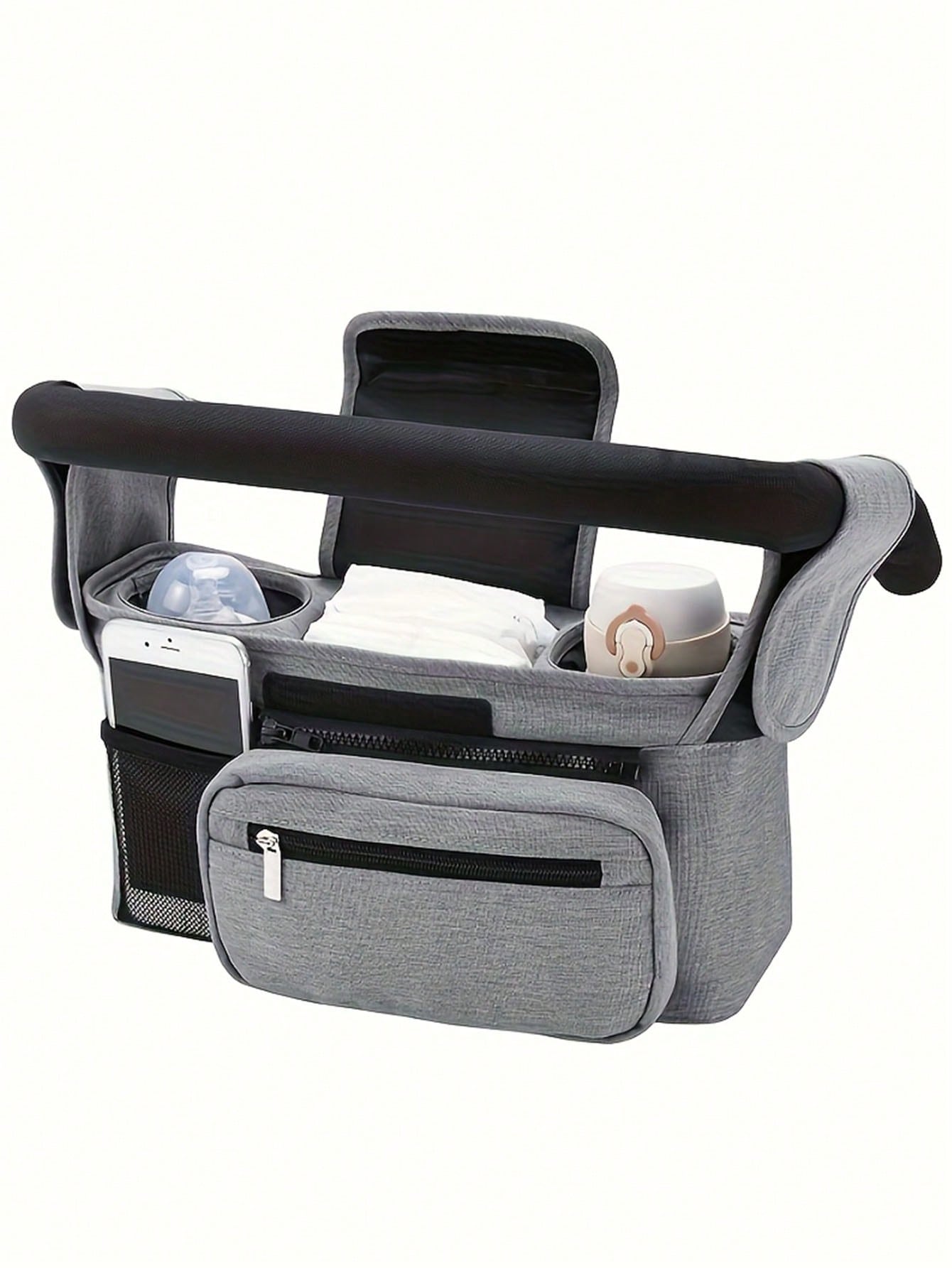 1pc Stroller Hanging Bag, Diaper & Feeding Bottle Storage Pouch, Multifunctional Tote Shoulder Bag For Mom