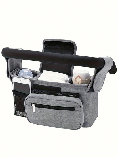 1pc Stroller Hanging Bag, Diaper & Feeding Bottle Storage Pouch, Multifunctional Tote Shoulder Bag For Mom