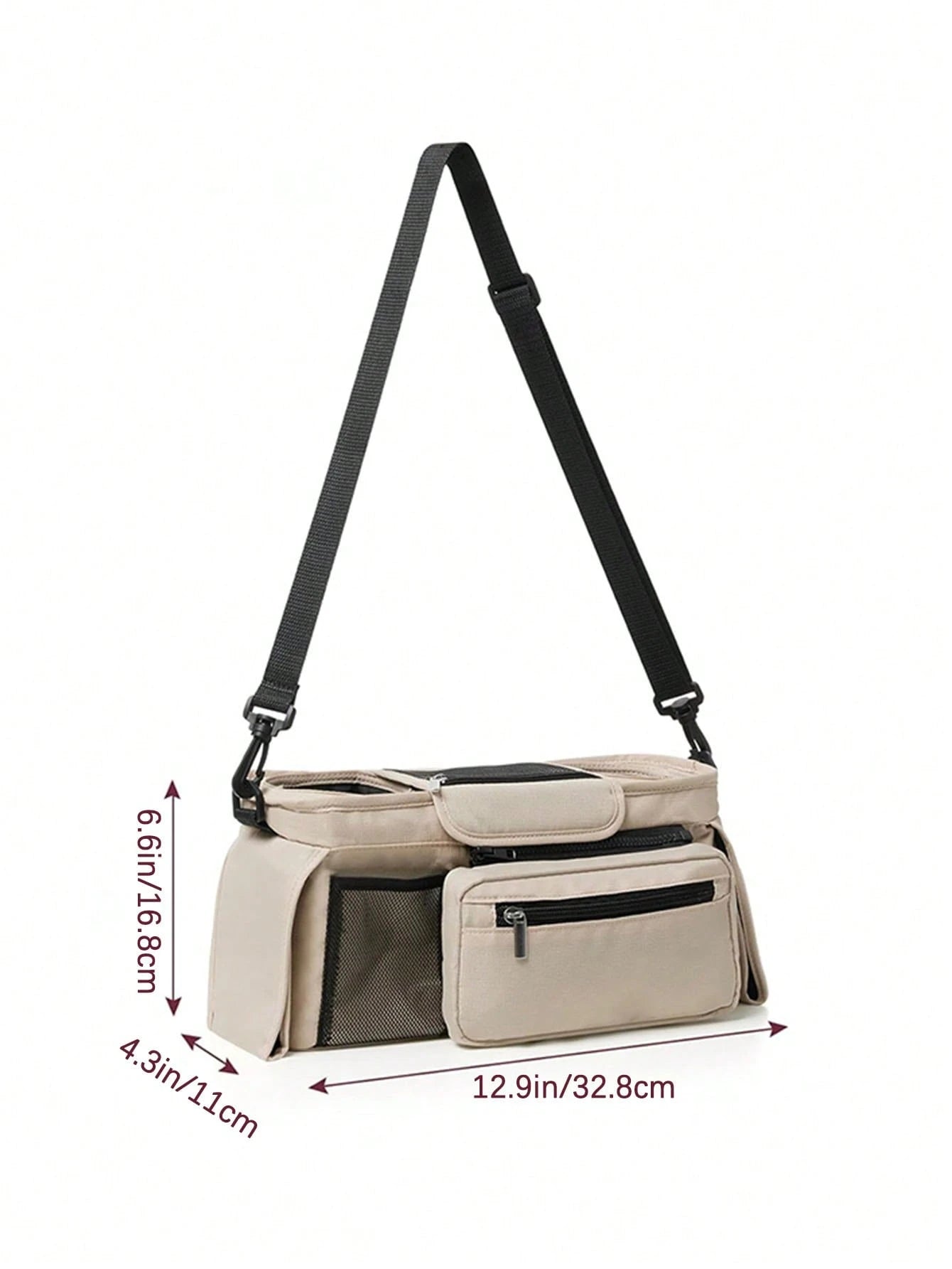 1pc Stroller Hanging Bag, Diaper & Feeding Bottle Storage Pouch, Multifunctional Tote Shoulder Bag For Mom