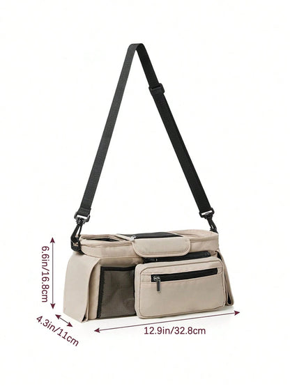 1pc Stroller Hanging Bag, Diaper & Feeding Bottle Storage Pouch, Multifunctional Tote Shoulder Bag For Mom