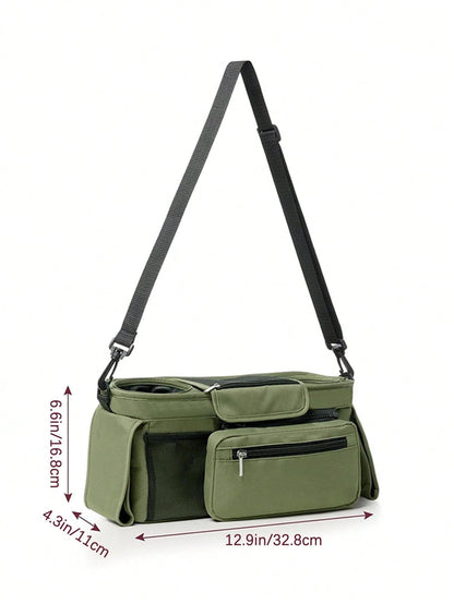 1pc Stroller Hanging Bag, Diaper & Feeding Bottle Storage Pouch, Multifunctional Tote Shoulder Bag For Mom