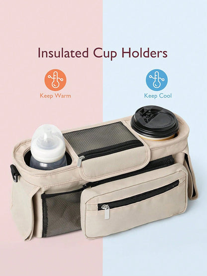 1pc Stroller Hanging Bag, Diaper & Feeding Bottle Storage Pouch, Multifunctional Tote Shoulder Bag For Mom