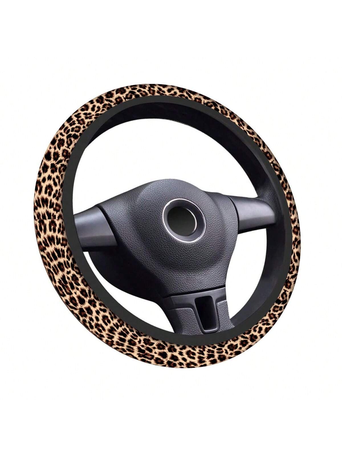 1pc Stylish Car Steering Wheel Cover With Printed Yellow Leopard Pattern, Decorative Car Interior Accessory, New Design Without Inner Rim,Cheetah Print Car Stuff