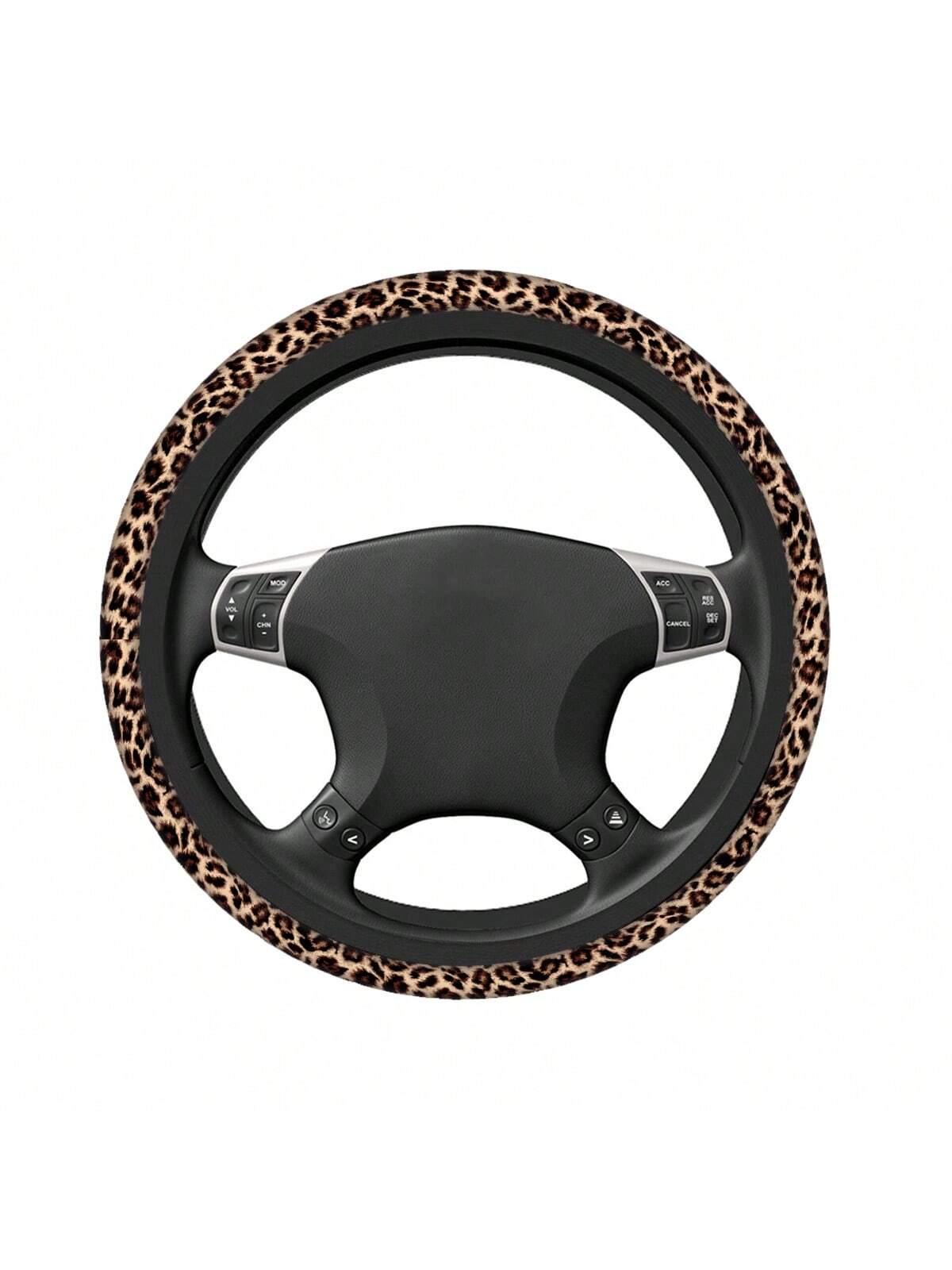 1pc Stylish Car Steering Wheel Cover With Printed Yellow Leopard Pattern, Decorative Car Interior Accessory, New Design Without Inner Rim,Cheetah Print Car Stuff