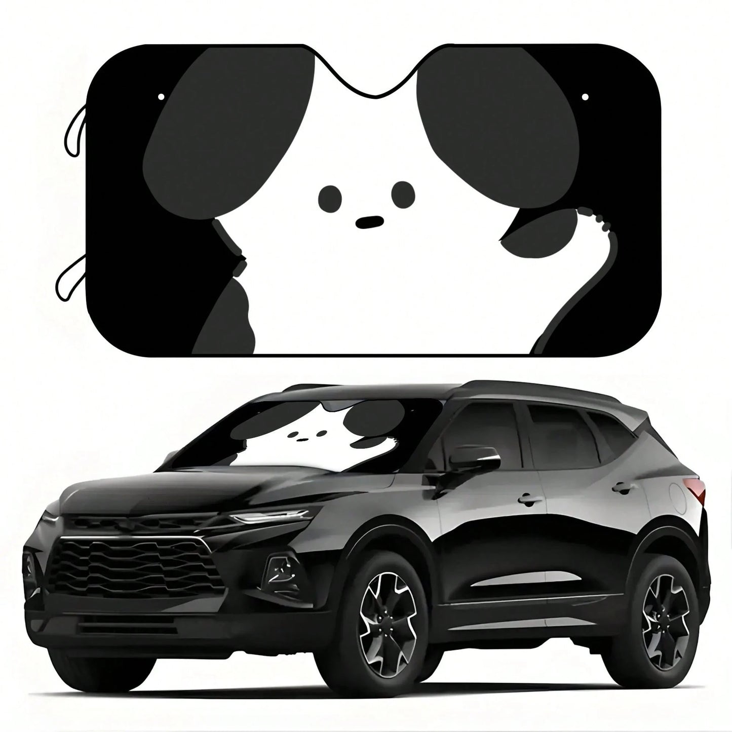 1pc Summer Car Sun Shade, Simple Cute Pet Dog Print, Made Of Polyester Fiber, Easy To Install, Suitable For Various Car Models, Provides Heat Insulation And Privacy Protection, Keeps Your Car Cool, Fo