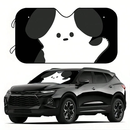1pc Summer Car Sun Shade, Simple Cute Pet Dog Print, Made Of Polyester Fiber, Easy To Install, Suitable For Various Car Models, Provides Heat Insulation And Privacy Protection, Keeps Your Car Cool, Fo