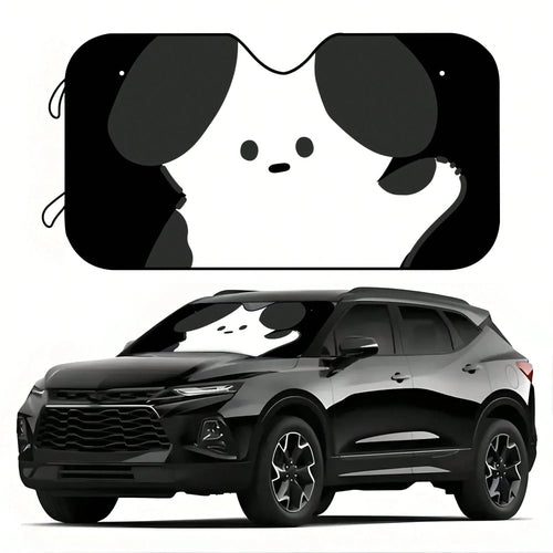 1pc Summer Car Sun Shade, Simple Cute Pet Dog Print, Made Of Polyester Fiber, Easy To Install, Suitable For Various Car Models, Provides Heat Insulation And Privacy Protection, Keeps Your Car Cool, Fo