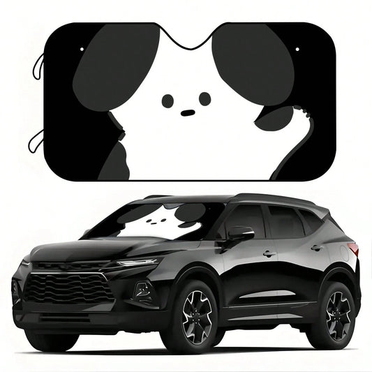 1pc Summer Car Sun Shade, Simple Cute Pet Dog Print, Made Of Polyester Fiber, Easy To Install, Suitable For Various Car Models, Provides Heat Insulation And Privacy Protection, Keeps Your Car Cool, Fo