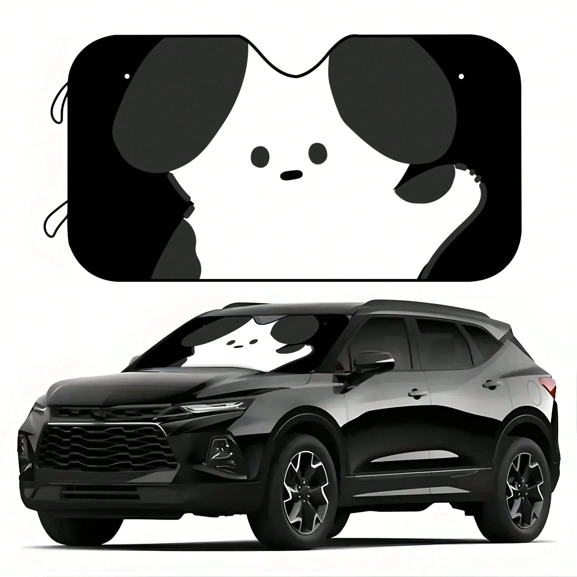 1pc Summer Car Sun Shade, Simple Cute Pet Dog Print, Made Of Polyester Fiber, Easy To Install, Suitable For Various Car Models, Provides Heat Insulation And Privacy Protection, Keeps Your Car Cool, Fo