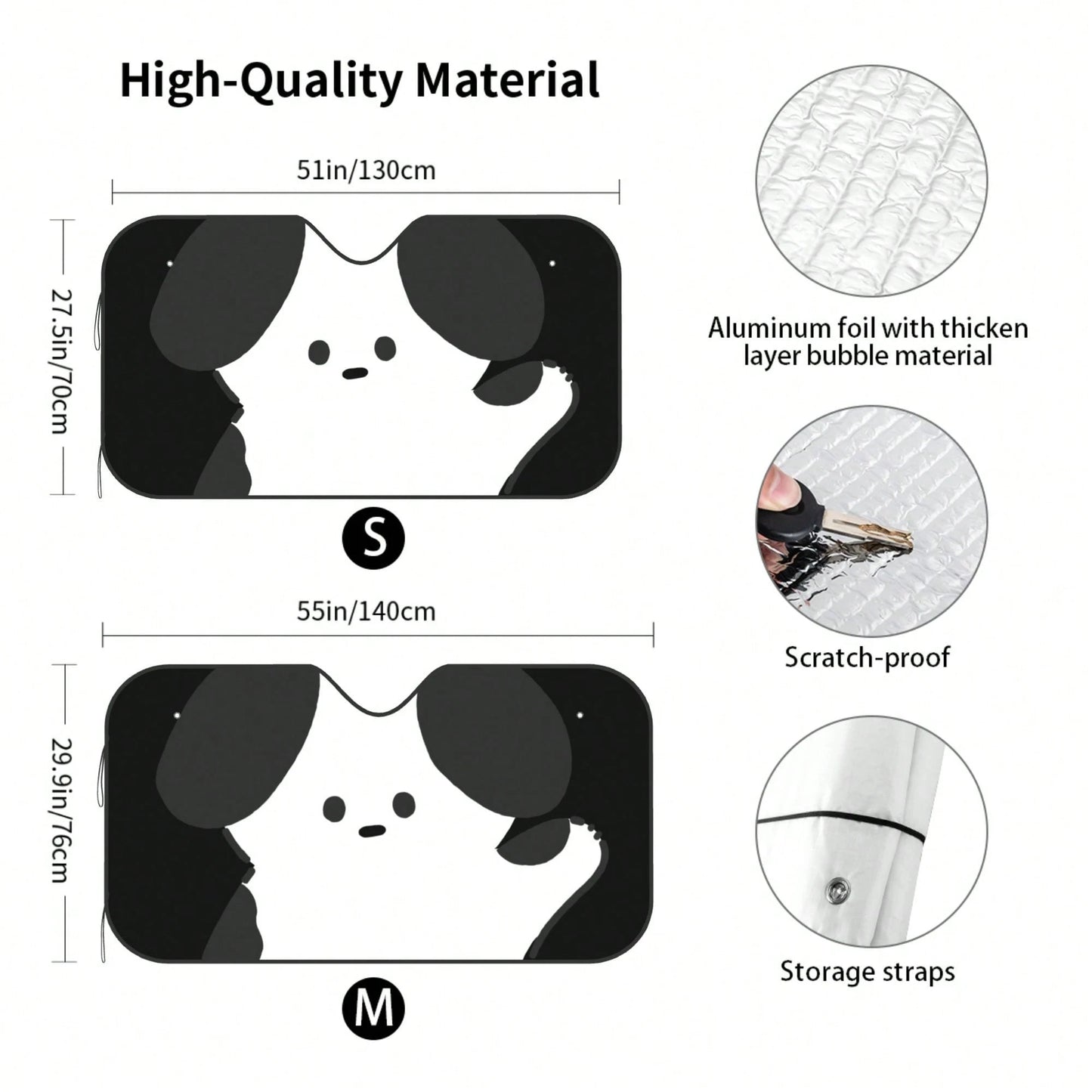 1pc Summer Car Sun Shade, Simple Cute Pet Dog Print, Made Of Polyester Fiber, Easy To Install, Suitable For Various Car Models, Provides Heat Insulation And Privacy Protection, Keeps Your Car Cool, Fo