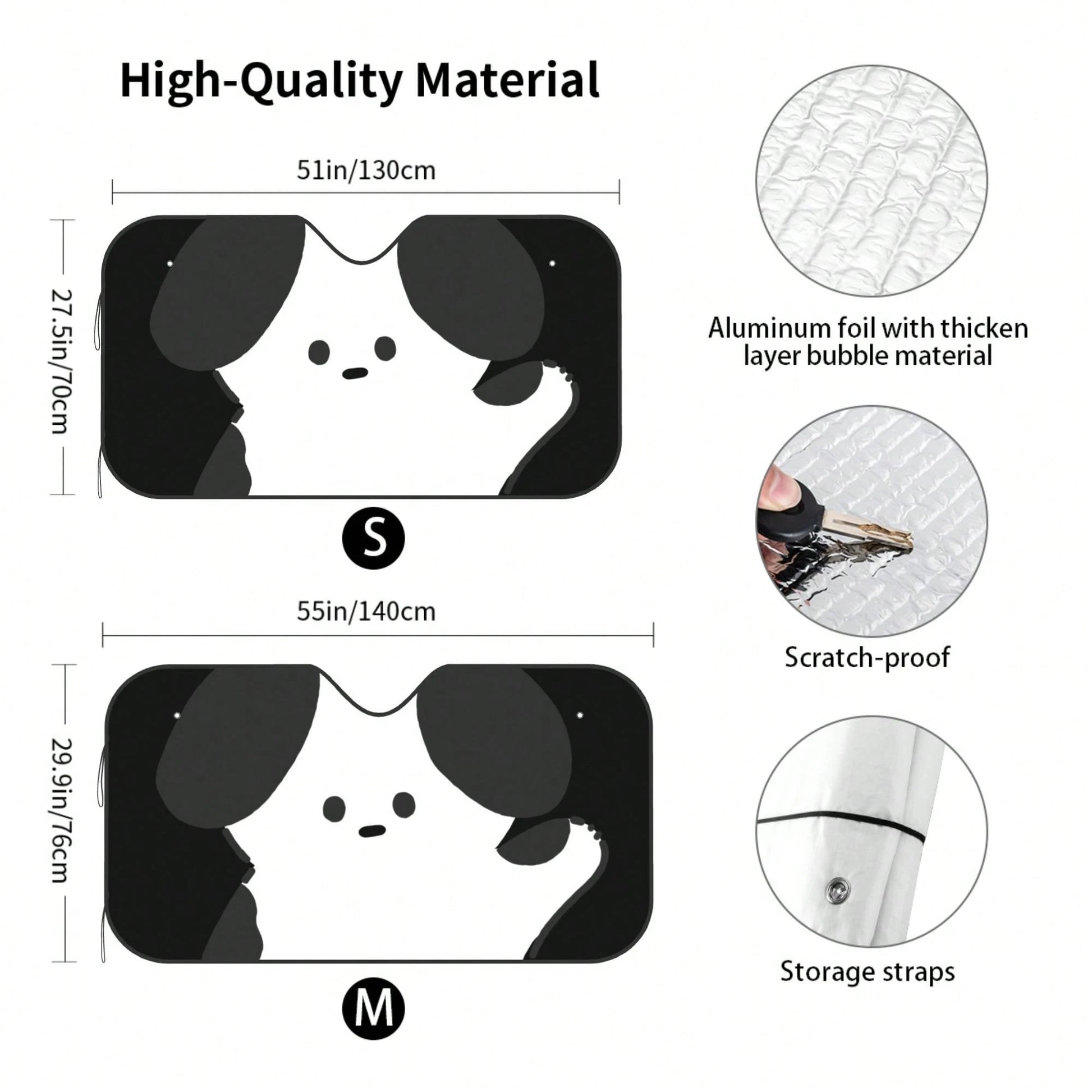 1pc Summer Car Sun Shade, Simple Cute Pet Dog Print, Made Of Polyester Fiber, Easy To Install, Suitable For Various Car Models, Provides Heat Insulation And Privacy Protection, Keeps Your Car Cool, Fo