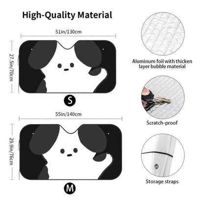 1pc Summer Car Sun Shade, Simple Cute Pet Dog Print, Made Of Polyester Fiber, Easy To Install, Suitable For Various Car Models, Provides Heat Insulation And Privacy Protection, Keeps Your Car Cool, Fo