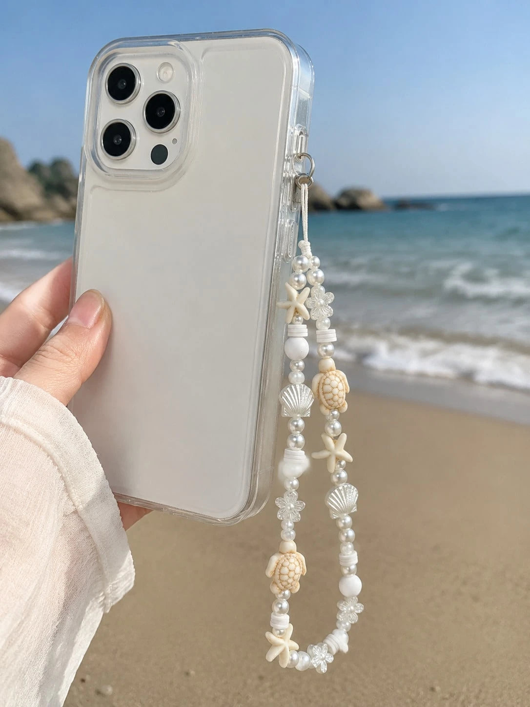 1pc Summer Ocean Creature Vacation Style Beaded Smartphone Lanyard Phone Strap Travel Vacation Accessory Pendant Phone Decoration Phone Accessory Smartphone Wristband Smartphone Crossbody Bag (Due To