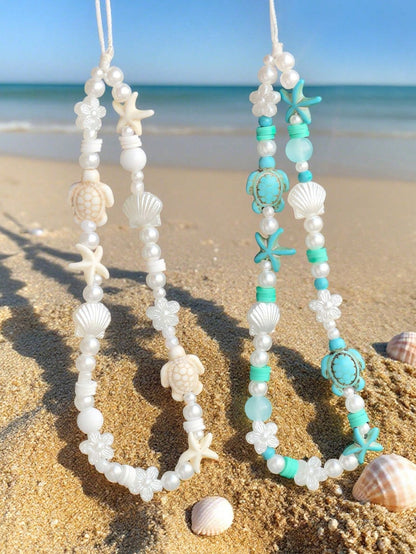 1pc Summer Ocean Creature Vacation Style Beaded Smartphone Lanyard Phone Strap Travel Vacation Accessory Pendant Phone Decoration Phone Accessory Smartphone Wristband Smartphone Crossbody Bag (Due To