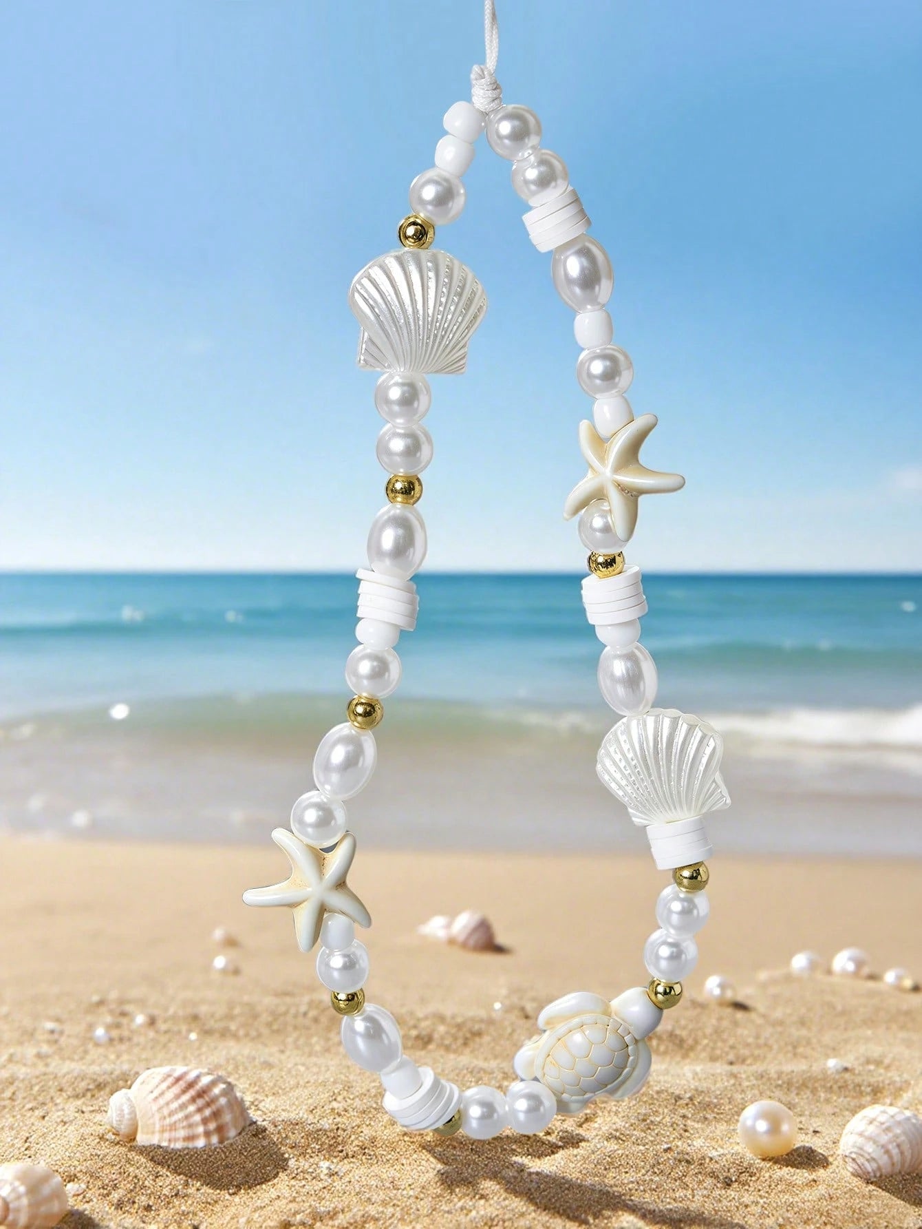 1pc Summer Ocean Creature Vacation Style Beaded Smartphone Lanyard Phone Strap Travel Vacation Accessory Pendant Phone Decoration Phone Accessory Smartphone Wristband Smartphone Crossbody Bag (Due To