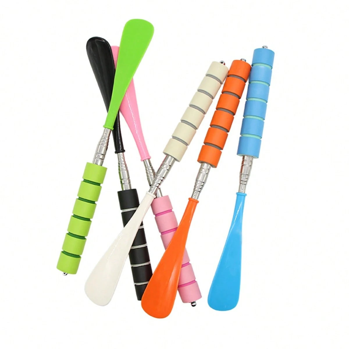 1pc Telescopic Stainless Steel Shoe Horn - Foldable, Comfortable Grip, White/Pink, No Bending Required, Suitable For Elderly, Travel Portable, Fits In Suitcase