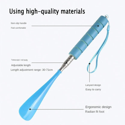1pc Telescopic Stainless Steel Shoe Horn - Foldable, Comfortable Grip, White/Pink, No Bending Required, Suitable For Elderly, Travel Portable, Fits In Suitcase