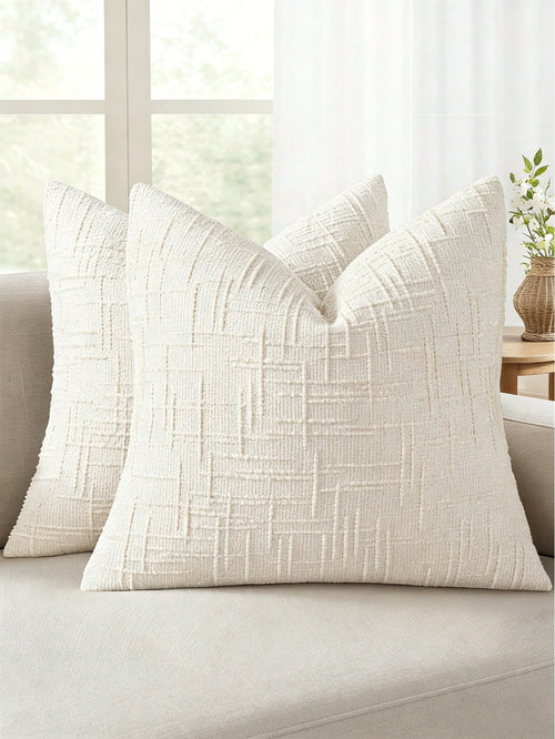 1PC Textured Throw Pillow Covers Thick Chenille Decorative Pillows, Modern Boho Farmhouse Home Decor Neutral Cushion Covers For Couch Sofa Living Room Bedroom