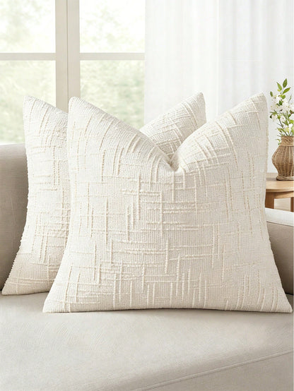 1PC Textured Throw Pillow Covers Thick Chenille Decorative Pillows, Modern Boho Farmhouse Home Decor Neutral Cushion Covers For Couch Sofa Living Room Bedroom