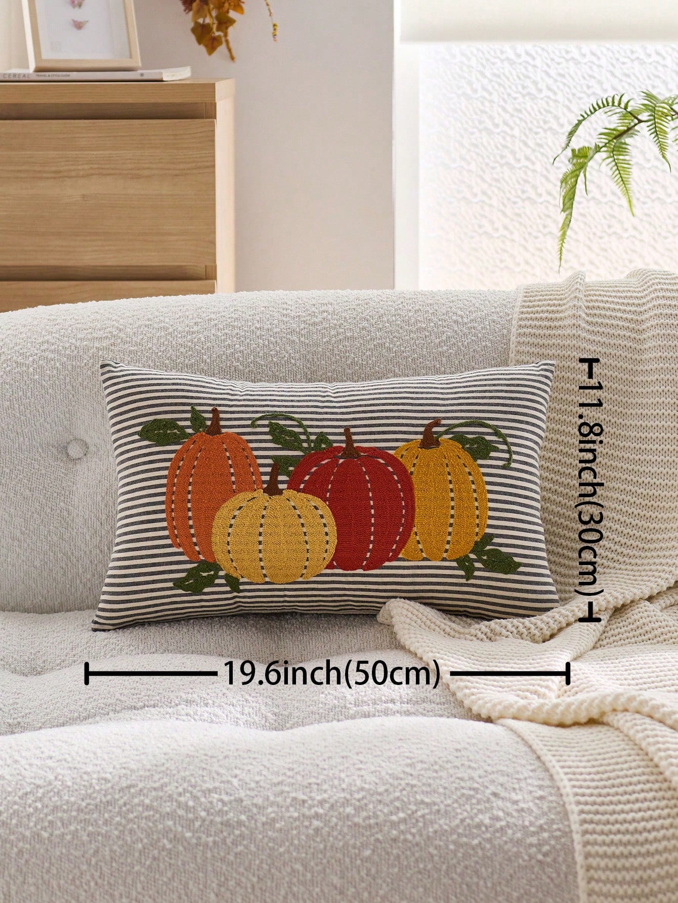 1pc Thanksgiving Pumpkin Embroidered Pillow Case, Suitable For Indoor Decoration, Thanksgiving Decor, All-Season Pillow Case, Without Insert