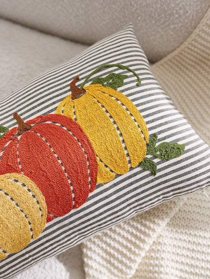 1pc Thanksgiving Pumpkin Embroidered Pillow Case, Suitable For Indoor Decoration, Thanksgiving Decor, All-Season Pillow Case, Without Insert