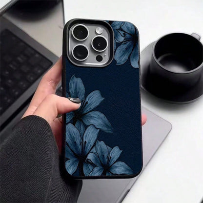 1pc TPU Material Blue Background Lily Flower Pattern Phone Case Compatible With IPhone 17 Pro Max/17/16 Pro Max/15/13/12/11/ S20 FE/A15/S24/A55/ Note 11/Note 12/Note 13 Pro Full Coverage Anti-Fall Sof