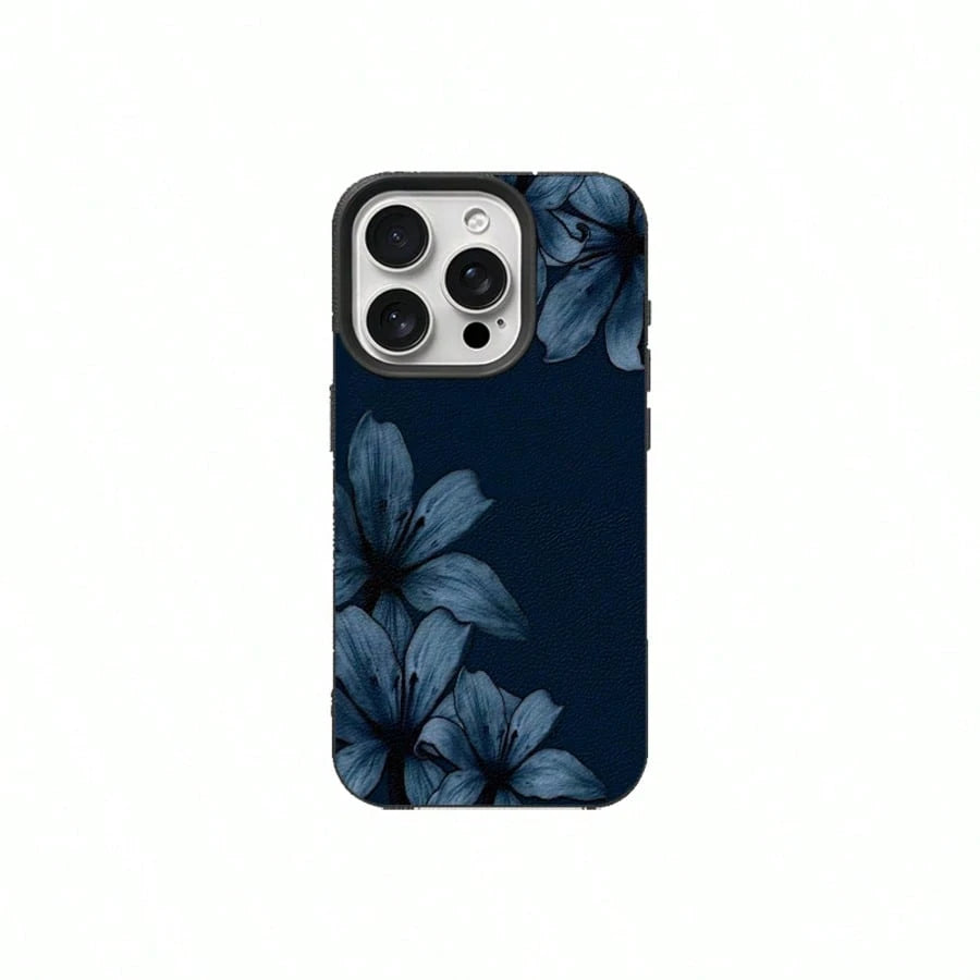 1pc TPU Material Blue Background Lily Flower Pattern Phone Case Compatible With IPhone 17 Pro Max/17/16 Pro Max/15/13/12/11/ S20 FE/A15/S24/A55/ Note 11/Note 12/Note 13 Pro Full Coverage Anti-Fall Sof