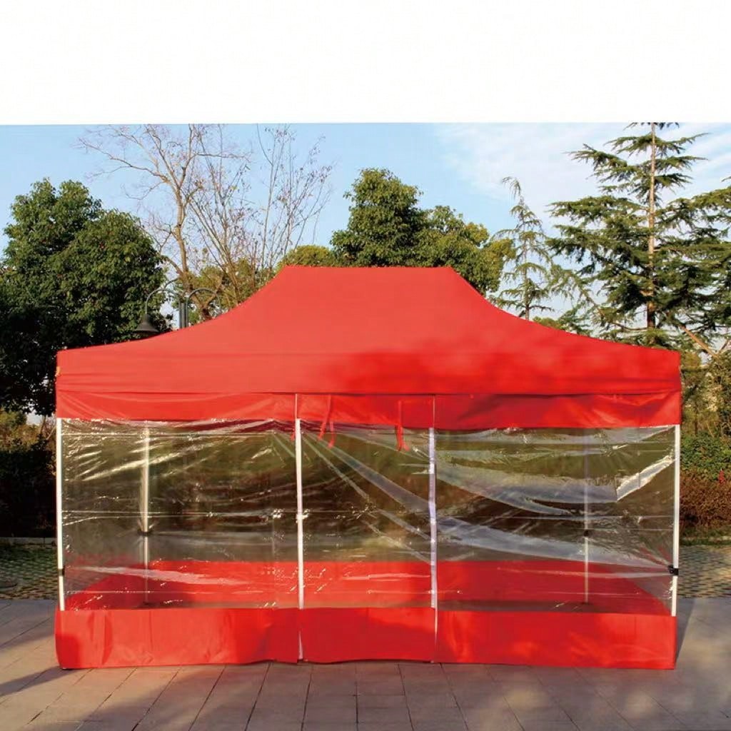 1pc Transparent Cold-Proof Sunshade Canopy, Outdoor 4-Leg Umbrella Fence Tent, Product Only Includes One Piece Of Tent Fabric, Fixed With Ropes On Four Sides, Does Not Include Top And Frame.